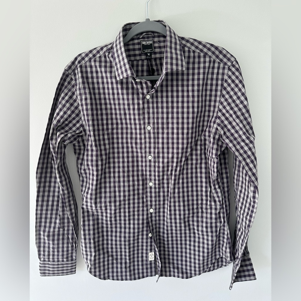 Men's Todd Snyder Maroon/White Checkered Button Down Shirt NWT